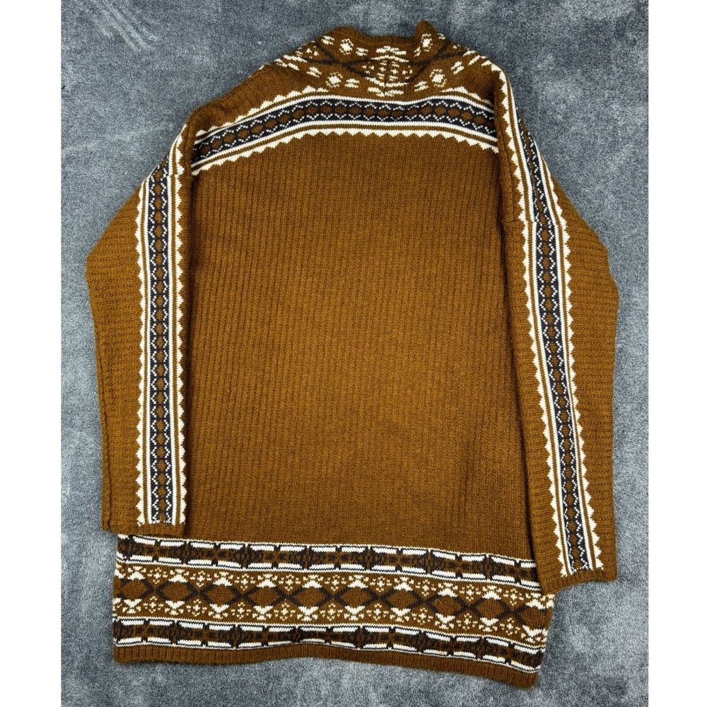 Lucky Brand Mens Brown Southwestern Geometric Open Front Cardigan Sweater Medium - Picture 4 of 15